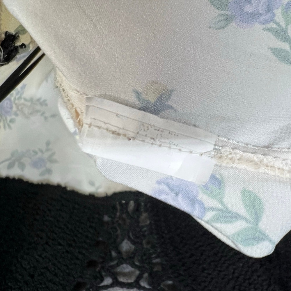 Zara Crochet Satin Maxi Slip Dress Black Cream Lavender Floral Boho Festival‎ S - Picture 13 of 14